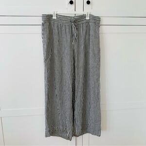 A New Day Linen White Gray Stripe Pocket Pull On Pants Size XXL
